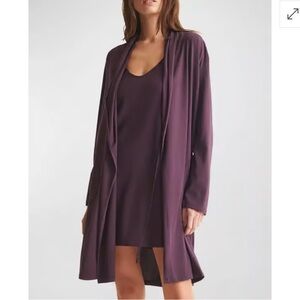 NWT Skin Coleen Pima Cotton Jersey Robe in Plum Purple.